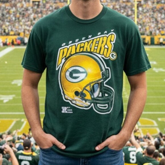 Green Bay Packers T-shirt Vintage 90s Men's XL Single Stitch USA Made Pro Player - Picture 1 of 7
